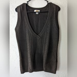 Vintage Talbots Chocolate Brown Cabled Sweater Vest Pullover Size Medium